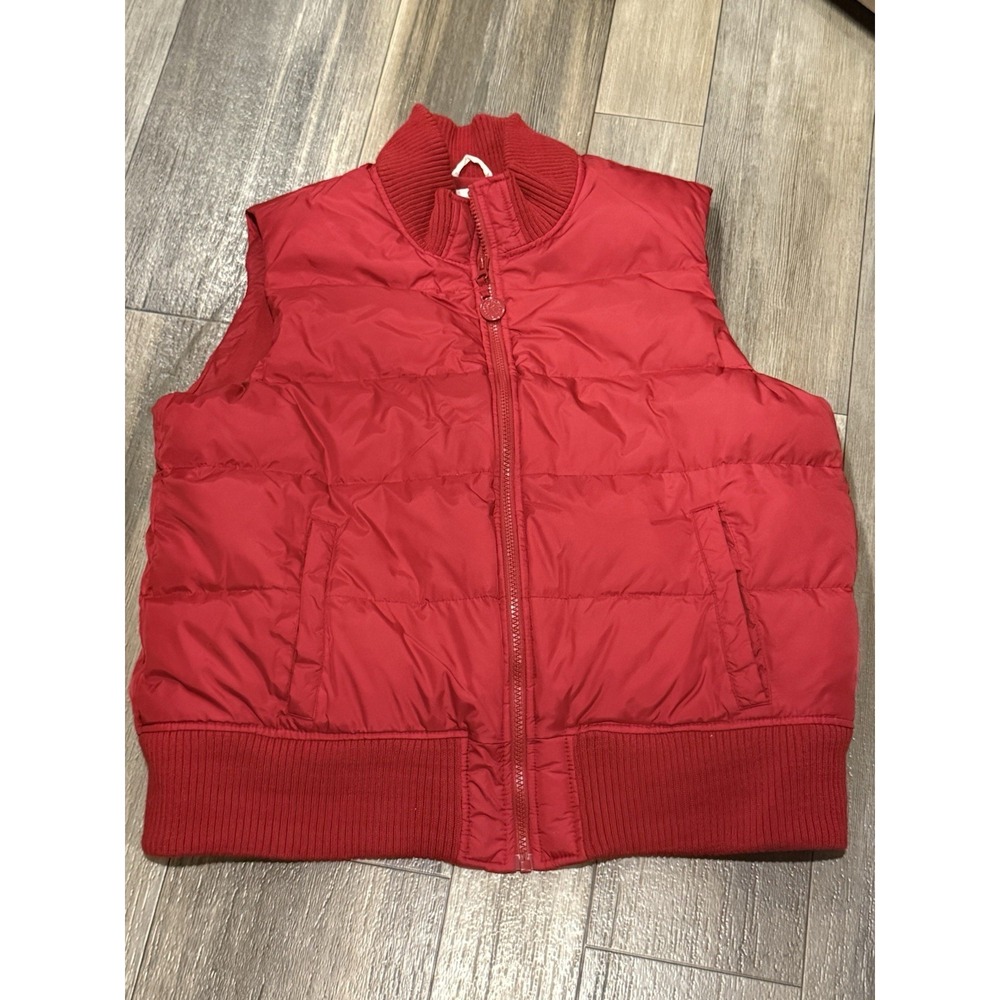Old Navy Puffer Vest Mens XL Red Down Feather Quilted Full Zip Pockets